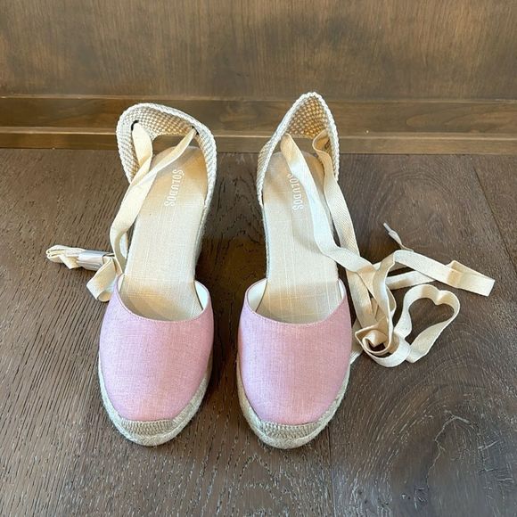 Soludos Tall Wedge Linen Espadrilles in Dusty Rose - Picture 6 of 13
